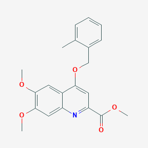 molecular formula C21H21NO5 B2678108 Methyl 6,7-dimethoxy-4-[(2-methylphenyl)methoxy]quinoline-2-carboxylate CAS No. 1358504-92-3