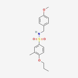 molecular formula C18H23NO4S B2678146 N-[(4-methoxyphenyl)methyl]-3-methyl-4-propoxybenzene-1-sulfonamide CAS No. 1903771-46-9