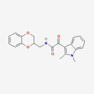 molecular formula C21H20N2O4 B2678148 N-[(2,3-dihydro-1,4-benzodioxin-2-yl)methyl]-2-(1,2-dimethyl-1H-indol-3-yl)-2-oxoacetamide CAS No. 862831-97-8