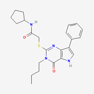 2-((3-butyl-4-oxo-7-phenyl-4,5-dihydro-3H-pyrrolo[3,2-d]pyrimidin-2-yl)thio)-N-cyclopentylacetamide