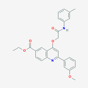 molecular formula C28H26N2O5 B2678166 ethyl 2-(3-methoxyphenyl)-4-{[(3-methylphenyl)carbamoyl]methoxy}quinoline-6-carboxylate CAS No. 1114870-96-0