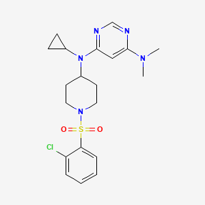 molecular formula C20H26ClN5O2S B2678171 N4-[1-(2-chlorobenzenesulfonyl)piperidin-4-yl]-N4-cyclopropyl-N6,N6-dimethylpyrimidine-4,6-diamine CAS No. 2380083-44-1