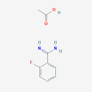 molecular formula C9H11FN2O2 B2678211 2-fluorobenzene-1-carboximidamide, acetic acid CAS No. 1955530-54-7