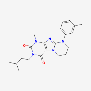 molecular formula C21H27N5O2 B2678221 1-methyl-3-(3-methylbutyl)-9-(3-methylphenyl)-7,8-dihydro-6H-purino[7,8-a]pyrimidine-2,4-dione CAS No. 843672-15-1