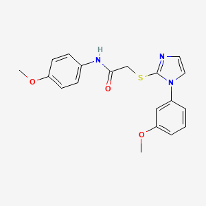 molecular formula C19H19N3O3S B2678285 N-(4-methoxyphenyl)-2-{[1-(3-methoxyphenyl)-1H-imidazol-2-yl]sulfanyl}acetamide CAS No. 688335-64-0