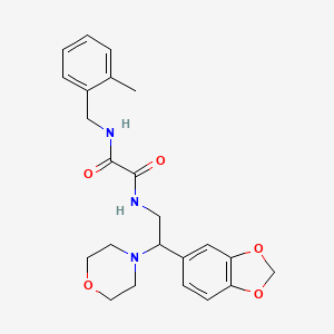molecular formula C23H27N3O5 B2678310 N-[2-(2H-1,3-BENZODIOXOL-5-YL)-2-(MORPHOLIN-4-YL)ETHYL]-N'-[(2-METHYLPHENYL)METHYL]ETHANEDIAMIDE CAS No. 896334-48-8