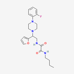 molecular formula C22H29FN4O3 B2678319 N1-butyl-N2-(2-(4-(2-fluorophenyl)piperazin-1-yl)-2-(furan-2-yl)ethyl)oxalamide CAS No. 877632-87-6