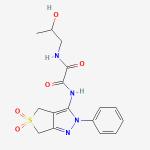 molecular formula C16H18N4O5S B2678405 N'-{5,5-dioxo-2-phenyl-2H,4H,6H-5lambda6-thieno[3,4-c]pyrazol-3-yl}-N-(2-hydroxypropyl)ethanediamide CAS No. 899961-30-9