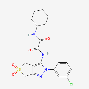 molecular formula C19H21ClN4O4S B2678438 N-[2-(3-chlorophenyl)-5,5-dioxo-2H,4H,6H-5lambda6-thieno[3,4-c]pyrazol-3-yl]-N'-cyclohexylethanediamide CAS No. 899944-34-4