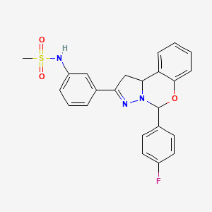 molecular formula C23H20FN3O3S B2678464 N-(3-(5-(4-fluorophenyl)-5,10b-dihydro-1H-benzo[e]pyrazolo[1,5-c][1,3]oxazin-2-yl)phenyl)methanesulfonamide CAS No. 868155-30-0