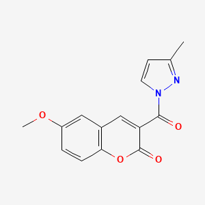 molecular formula C15H12N2O4 B2678484 6-methoxy-3-(3-methyl-1H-pyrazole-1-carbonyl)-2H-chromen-2-one CAS No. 957363-87-0