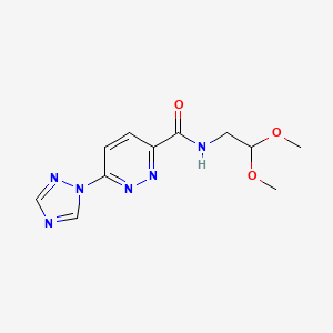 molecular formula C11H14N6O3 B2678511 N-(2,2-dimethoxyethyl)-6-(1H-1,2,4-triazol-1-yl)pyridazine-3-carboxamide CAS No. 1448054-75-8