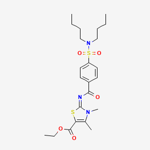 molecular formula C23H33N3O5S2 B2678565 ethyl (2Z)-2-{[4-(dibutylsulfamoyl)benzoyl]imino}-3,4-dimethyl-2,3-dihydro-1,3-thiazole-5-carboxylate CAS No. 683767-26-2