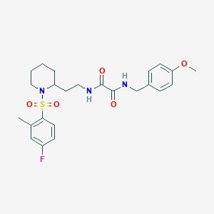 molecular formula C24H30FN3O5S B2678571 N-{2-[1-(4-fluoro-2-methylbenzenesulfonyl)piperidin-2-yl]ethyl}-N'-[(4-methoxyphenyl)methyl]ethanediamide CAS No. 898426-89-6