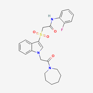 2-((1-(2-(azepan-1-yl)-2-oxoethyl)-1H-indol-3-yl)sulfonyl)-N-(2-fluorophenyl)acetamide