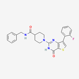 molecular formula C25H23FN4O2S B2678580 N-benzyl-1-[7-(2-fluorophenyl)-4-oxo-3,4-dihydrothieno[3,2-d]pyrimidin-2-yl]piperidine-4-carboxamide CAS No. 1242857-15-3