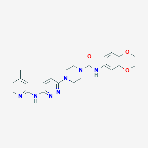 molecular formula C23H25N7O3 B2678610 N-(2,3-dihydro-1,4-benzodioxin-6-yl)-4-{6-[(4-methylpyridin-2-yl)amino]pyridazin-3-yl}piperazine-1-carboxamide CAS No. 1021221-72-6