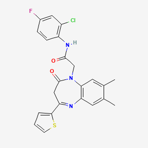 molecular formula C23H19ClFN3O2S B2678643 N-(2-chloro-4-fluorophenyl)-2-[7,8-dimethyl-2-oxo-4-(thiophen-2-yl)-2,3-dihydro-1H-1,5-benzodiazepin-1-yl]acetamide CAS No. 1251549-86-6