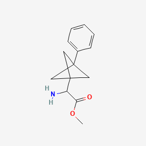 molecular formula C14H17NO2 B2678646 Methyl 2-amino-2-(3-phenyl-1-bicyclo[1.1.1]pentanyl)acetate CAS No. 2287261-89-4