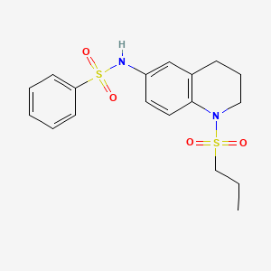 molecular formula C18H22N2O4S2 B2678647 N-[1-(propane-1-sulfonyl)-1,2,3,4-tetrahydroquinolin-6-yl]benzenesulfonamide CAS No. 946241-25-4