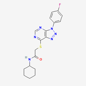 molecular formula C18H19FN6OS B2678717 N-cyclohexyl-2-{[3-(4-fluorophenyl)-3H-[1,2,3]triazolo[4,5-d]pyrimidin-7-yl]sulfanyl}acetamide CAS No. 863460-26-8
