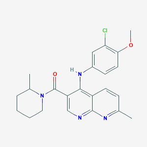 molecular formula C23H25ClN4O2 B2678731 N-(3-chloro-4-methoxyphenyl)-7-methyl-3-(2-methylpiperidine-1-carbonyl)-1,8-naphthyridin-4-amine CAS No. 1251628-26-8