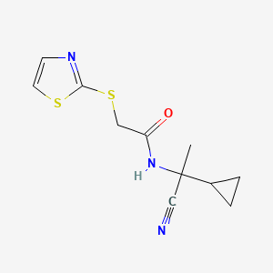 molecular formula C11H13N3OS2 B2678738 N-(1-cyano-1-cyclopropylethyl)-2-(1,3-thiazol-2-ylsulfanyl)acetamide CAS No. 1241563-17-6