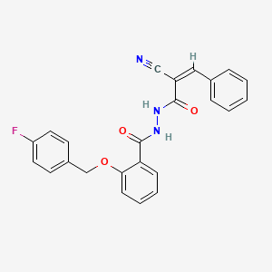molecular formula C24H18FN3O3 B2678739 N'-[(Z)-2-cyano-3-phenylprop-2-enoyl]-2-[(4-fluorophenyl)methoxy]benzohydrazide CAS No. 729561-00-6