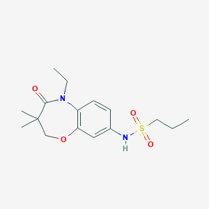 molecular formula C16H24N2O4S B2678752 N-(5-ethyl-3,3-dimethyl-4-oxo-2,3,4,5-tetrahydrobenzo[b][1,4]oxazepin-8-yl)propane-1-sulfonamide CAS No. 922041-52-9