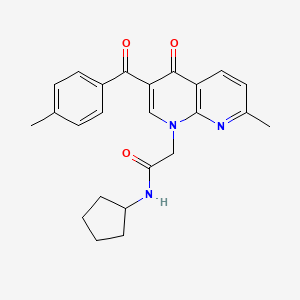 molecular formula C24H25N3O3 B2678773 N-cyclopentyl-2-[7-methyl-3-(4-methylbenzoyl)-4-oxo-1,4-dihydro-1,8-naphthyridin-1-yl]acetamide CAS No. 894909-28-5