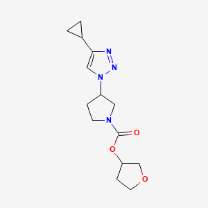 molecular formula C14H20N4O3 B2678775 oxolan-3-yl 3-(4-cyclopropyl-1H-1,2,3-triazol-1-yl)pyrrolidine-1-carboxylate CAS No. 2034418-44-3