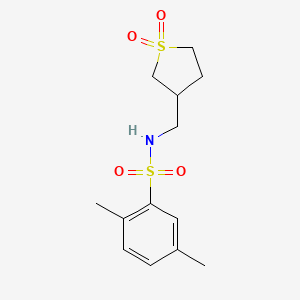 molecular formula C13H19NO4S2 B2678793 N-[(1,1-dioxo-1lambda6-thiolan-3-yl)methyl]-2,5-dimethylbenzene-1-sulfonamide CAS No. 1234987-66-6