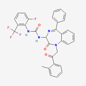 molecular formula C32H24F4N4O3 B2678796 3-[2-fluoro-6-(trifluoromethyl)phenyl]-1-{1-[2-(2-methylphenyl)-2-oxoethyl]-2-oxo-5-phenyl-2,3-dihydro-1H-1,4-benzodiazepin-3-yl}urea CAS No. 1796929-68-4
