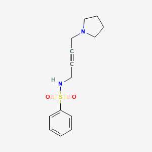 molecular formula C14H18N2O2S B2678810 N-[4-(pyrrolidin-1-yl)but-2-yn-1-yl]benzenesulfonamide CAS No. 700337-27-5