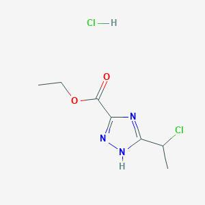 B2678812 Ethyl 5-(1-chloroethyl)-1H-1,2,4-triazole-3-carboxylate;hydrochloride CAS No. 2416230-28-7