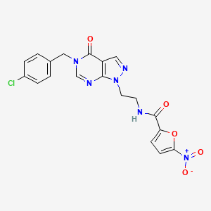 molecular formula C19H15ClN6O5 B2678844 N-(2-(5-(4-chlorobenzyl)-4-oxo-4,5-dihydro-1H-pyrazolo[3,4-d]pyrimidin-1-yl)ethyl)-5-nitrofuran-2-carboxamide CAS No. 922109-76-0