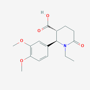 molecular formula C16H21NO5 B2678872 (2R,3R)-2-(3,4-dimethoxyphenyl)-1-ethyl-6-oxopiperidine-3-carboxylic acid CAS No. 1212402-67-9