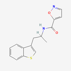 molecular formula C15H14N2O2S B2678910 N-[1-(1-benzothiophen-3-yl)propan-2-yl]-1,2-oxazole-5-carboxamide CAS No. 2034297-20-4