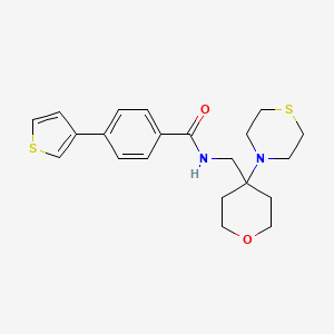 molecular formula C21H26N2O2S2 B2678923 N-{[4-(thiomorpholin-4-yl)oxan-4-yl]methyl}-4-(thiophen-3-yl)benzamide CAS No. 2415470-05-0
