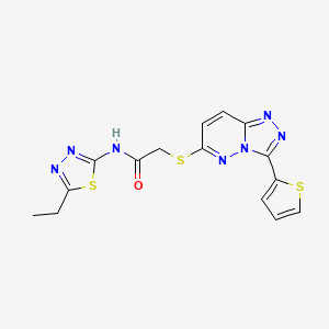 molecular formula C15H13N7OS3 B2678936 N-(5-ETHYL-1,3,4-THIADIAZOL-2-YL)-2-{[3-(THIOPHEN-2-YL)-[1,2,4]TRIAZOLO[4,3-B]PYRIDAZIN-6-YL]SULFANYL}ACETAMIDE CAS No. 868966-83-0