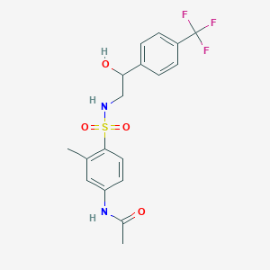molecular formula C18H19F3N2O4S B2678983 N-(4-(N-(2-hydroxy-2-(4-(trifluoromethyl)phenyl)ethyl)sulfamoyl)-3-methylphenyl)acetamide CAS No. 1448029-41-1