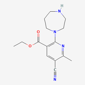 molecular formula C15H20N4O2 B2678984 Ethyl 5-cyano-2-(1,4-diazepan-1-yl)-6-methylnicotinate CAS No. 683274-44-4