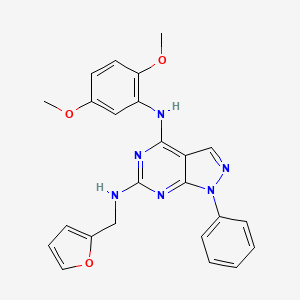 molecular formula C24H22N6O3 B2679067 N~4~-(2,5-dimethoxyphenyl)-N~6~-(furan-2-ylmethyl)-1-phenyl-1H-pyrazolo[3,4-d]pyrimidine-4,6-diamine CAS No. 946349-40-2