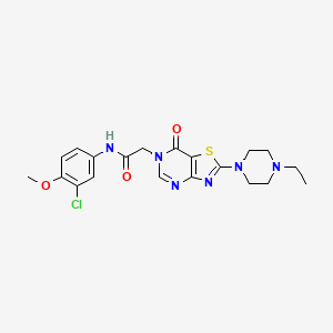 molecular formula C20H23ClN6O3S B2679077 N-(3-chloro-4-methoxyphenyl)-2-[2-(4-ethylpiperazin-1-yl)-7-oxo-6H,7H-[1,3]thiazolo[4,5-d]pyrimidin-6-yl]acetamide CAS No. 951534-16-0
