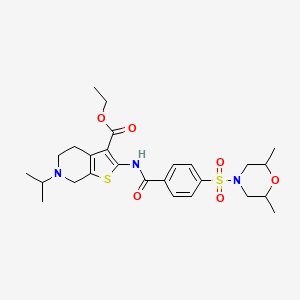 molecular formula C26H35N3O6S2 B2679102 Ethyl 2-(4-((2,6-dimethylmorpholino)sulfonyl)benzamido)-6-isopropyl-4,5,6,7-tetrahydrothieno[2,3-c]pyridine-3-carboxylate CAS No. 449768-33-6