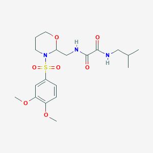 molecular formula C19H29N3O7S B2679125 N1-((3-((3,4-dimethoxyphenyl)sulfonyl)-1,3-oxazinan-2-yl)methyl)-N2-isobutyloxalamide CAS No. 872976-45-9