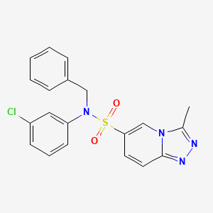 molecular formula C20H17ClN4O2S B2679133 N-benzyl-N-(3-chlorophenyl)-3-methyl-[1,2,4]triazolo[4,3-a]pyridine-6-sulfonamide CAS No. 1251593-44-8