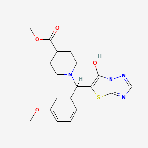 molecular formula C20H24N4O4S B2679142 Ethyl 1-((6-hydroxythiazolo[3,2-b][1,2,4]triazol-5-yl)(3-methoxyphenyl)methyl)piperidine-4-carboxylate CAS No. 868220-36-4