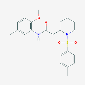 molecular formula C22H28N2O4S B2679201 N-(2-methoxy-5-methylphenyl)-2-(1-tosylpiperidin-2-yl)acetamide CAS No. 941904-22-9