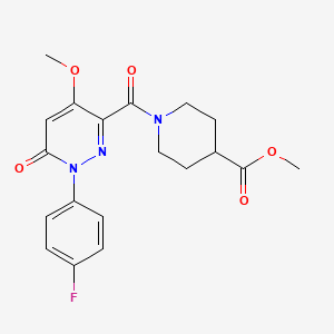 molecular formula C19H20FN3O5 B2679204 methyl 1-[1-(4-fluorophenyl)-4-methoxy-6-oxo-1,6-dihydropyridazine-3-carbonyl]piperidine-4-carboxylate CAS No. 921582-02-7